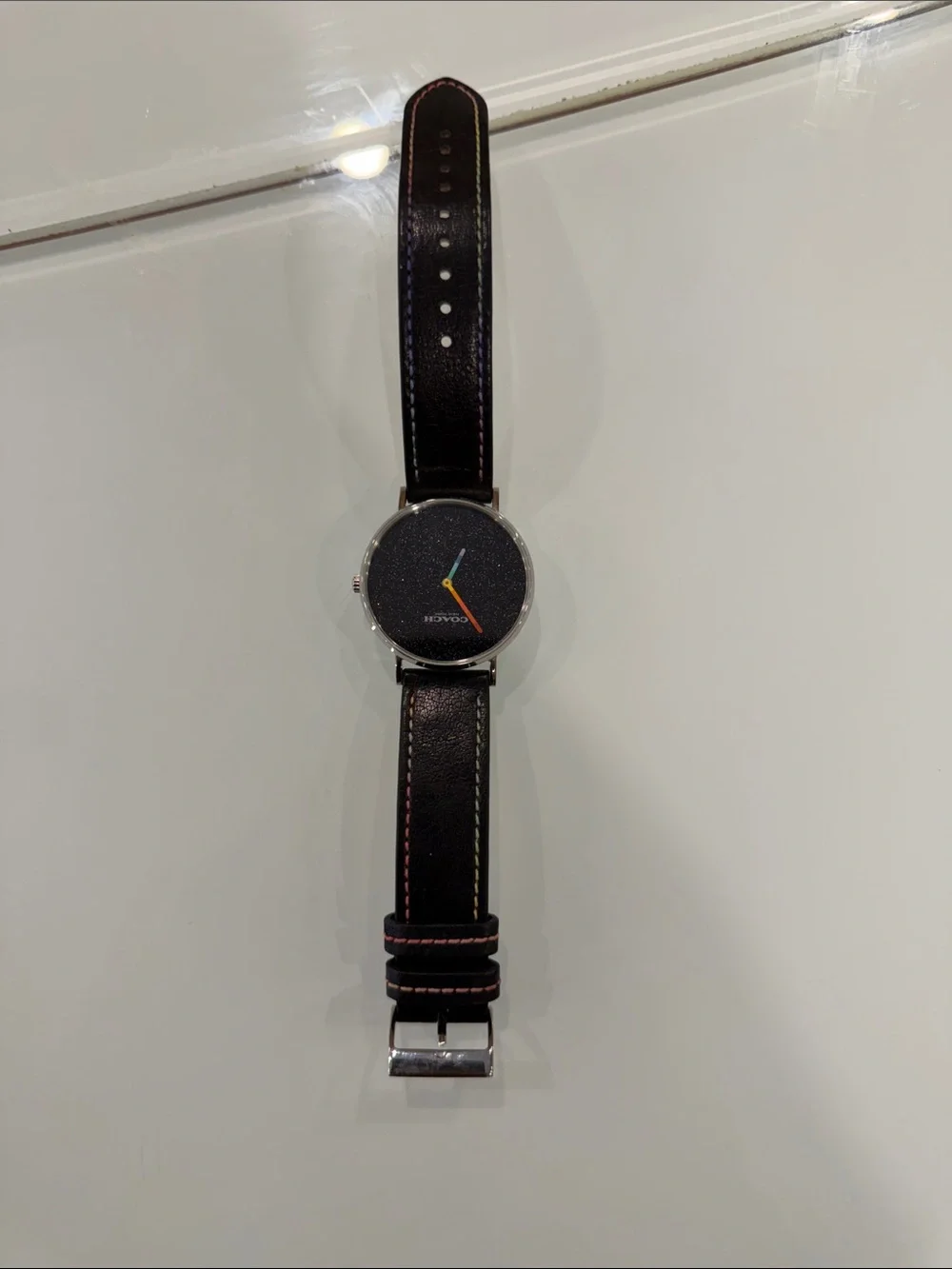 Coach Black Leather Strap Watch Hands need battery